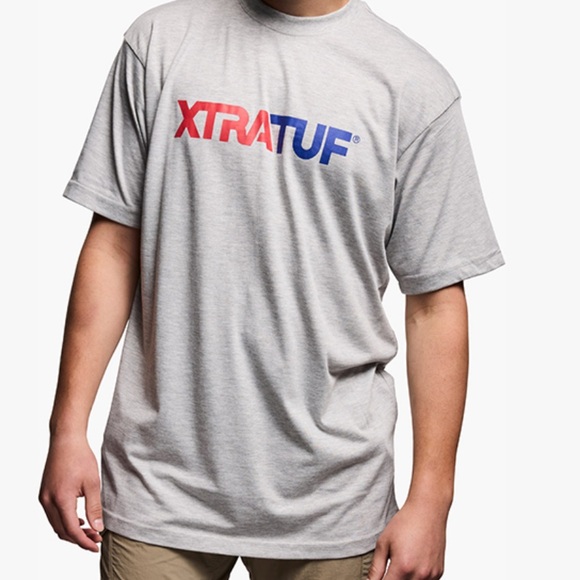 L XTRATUF shirt MEN'S SHORT SLEEVE TEE HEATHER GRAY fishing gear brand LARGE New - Picture 2 of 2